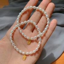 Natural Freshwater Little Pearl Fu Brand Stretch DIY Bracelet 925 Silver ins Design Joker Gift Simple Bracelet