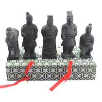  Special price terracotta warriors and horses ornaments 12 cm factory direct sales crafts Xian tourist souvenirs 5-piece terracotta warriors and horses