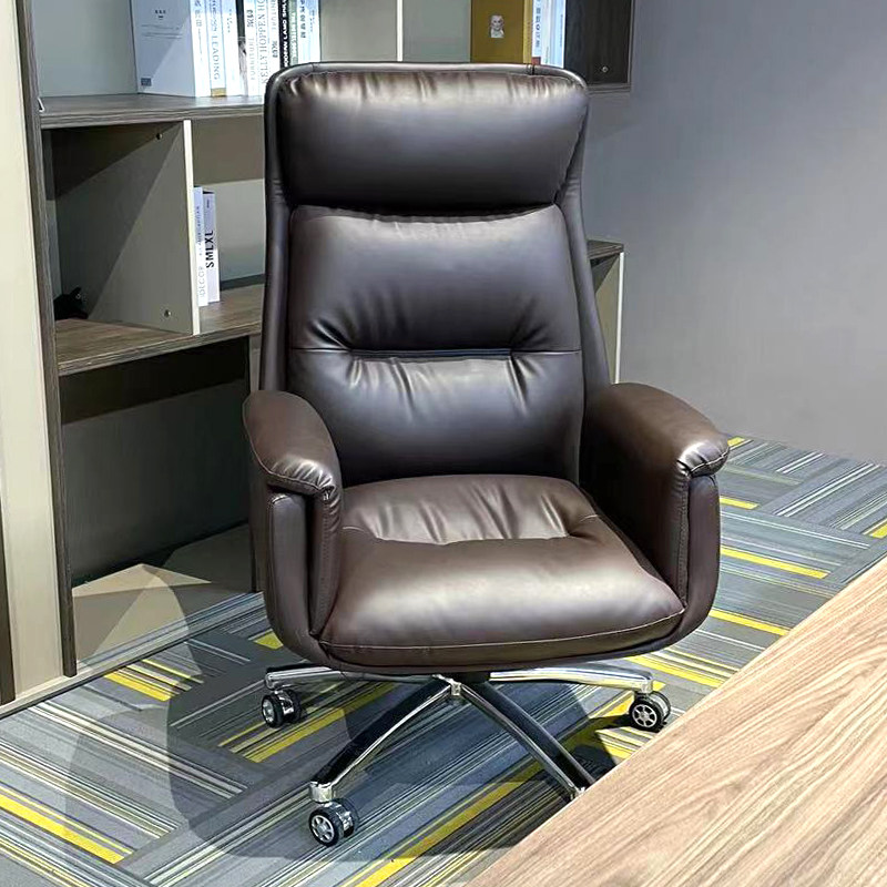 Cow Leather Owner Chair Business Office Chair Sub Comfort Long Sitting Can Lie Computer Chair Manager Office Large Class Chair Lift
