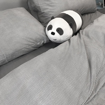 Friendship force MAX gray line striped cotton four-piece set of simple fine line corrugated home quilt cover bed hat