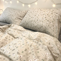 Fresh small floral cotton four-piece Student Dormitory 3-piece set 0 9m bed sheet people quilt cover apartment bedding 1 5m