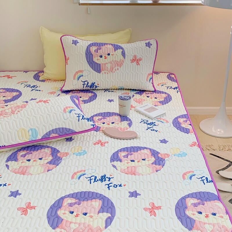 Lingna Belle Cute Cartoon Latex Cool Mat 3 pieces Summer Air conditioning Soft Mat Machine Washable 1 8m bed