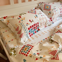 About 3 - point sweet cotton four - piece double is set with all cotton twists minimal wind ins 1 5m bed