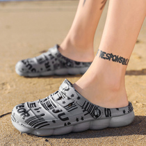 Baotou camouflage hole shoes mens sandals Birds Nest garden wear sandals big head slippers non-slip soft bottom sandals