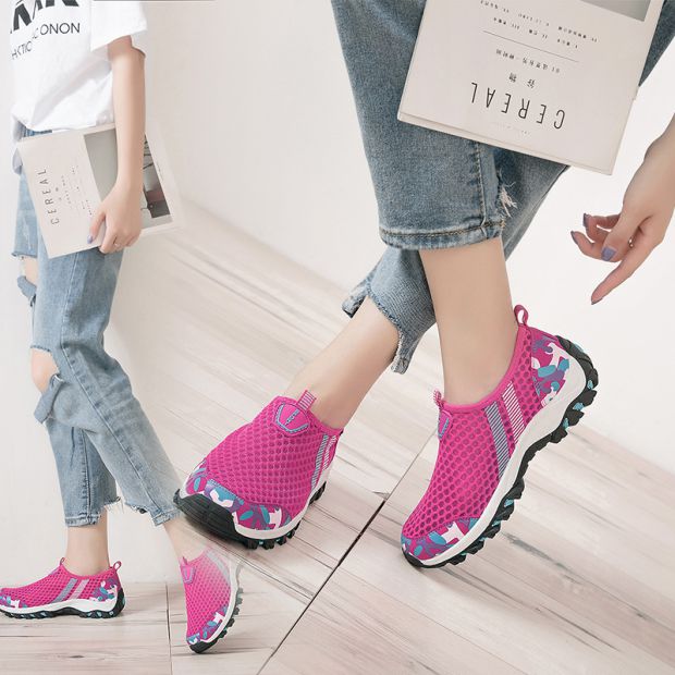 08 giày đi bộ đường dài ngoài trời nữ mùa hè thoáng khí chống trượt giày lưới đi bộ đường dài giày leo núi giày thể thao ngoài trời giày nữ - Khởi động ngoài trời giay bao ho lao dong cao cap