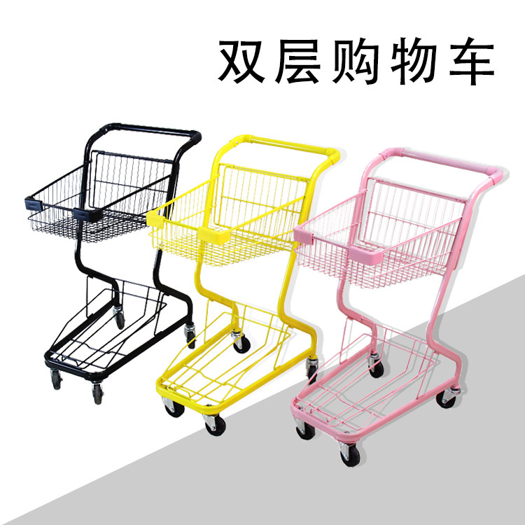 Dading supermarket shopping cart trolley tally cart supermarket shopping cart KTV convenience store small trolley double deck