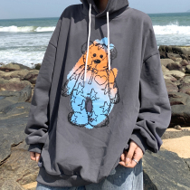 Sai Xiaolao original white hooded sweater loose Korean version of autumn and winter 2020 new medium-long bf student top