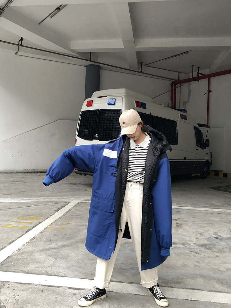 LAZYS lỏng dày dài phần bánh mì cotton Hàn Quốc trùm đầu dài tay bf cotton mùa đông nữ 2018 mới áo khoác lông vũ nữ