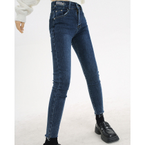 Race small sloth high waist elastic jeans Womens spring and autumn design sensation tight hair side pencil small feet 90% Pants Tide