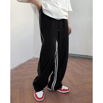 Small lazy stripes casual sweatpants womens summer loose black straight pants summer thin high street style ins tide