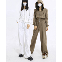 Racing Small Sloth Sportswear Suit Women Spring White Lianhood Sweatpants Jacket Superior Sense Casual Pants Two Sets