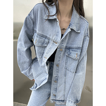 Small Korean version loose denim jacket female spring and autumn match the new BF style jacket trend in early spring 2021