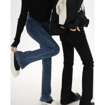 Simini lazy blue microlao jeans Womens spring and autumn high waist tight fit for high street spicy girl pants design sensation