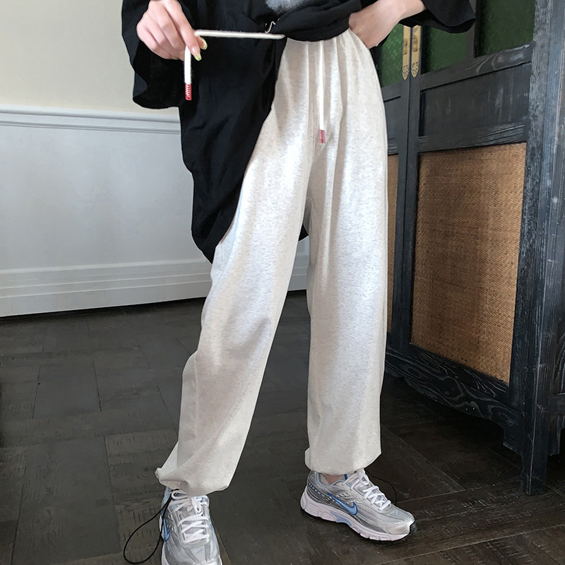 Race Little Lazy Grey Sports Loose Bunches Pants Children 100 hitch white casual pants Summer students Lean Pants Tide