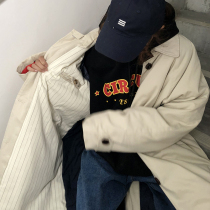 Sai small lazy loose long sleeve thick cotton coat Korean version of the long knee cotton clothing womens winter clothing 2021 New