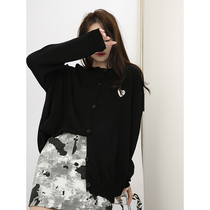Small lazy sweater cartridge women summer thin loose black spring and autumn summer thin many sunblock long sleeve coat