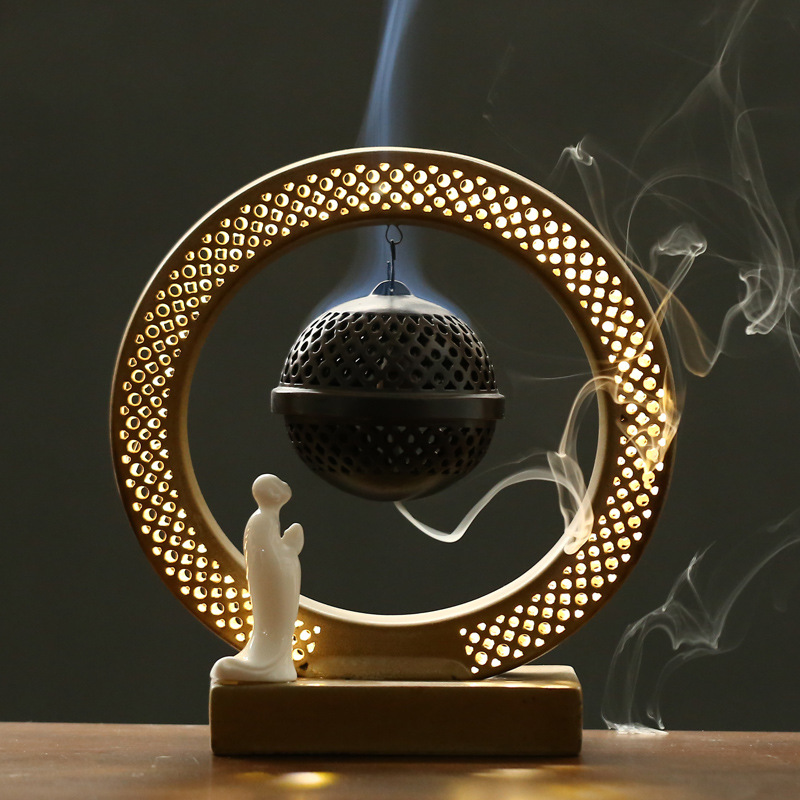 Pendant ball back-turned incense stove Little night light lamp Circle Creative Ring Fragrant Roast Duck Stove Home For Buddhare tea Aroma Lavender Pendulum