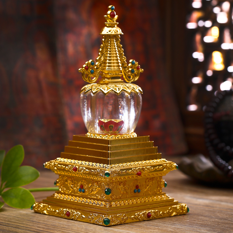 Alloy tantric crystal stupa pagoda Tibetan Buddhist supplies Bodhi pagoda Pagoda