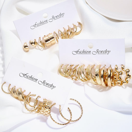 Earring set 18 pieces Metal twist chain spiral earring set 18 pieces