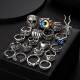 20 Piece Set of Rings Dark Hip-Hop Skull Spider Playing Card Exaggerated Retro Rings 20-Piece Set