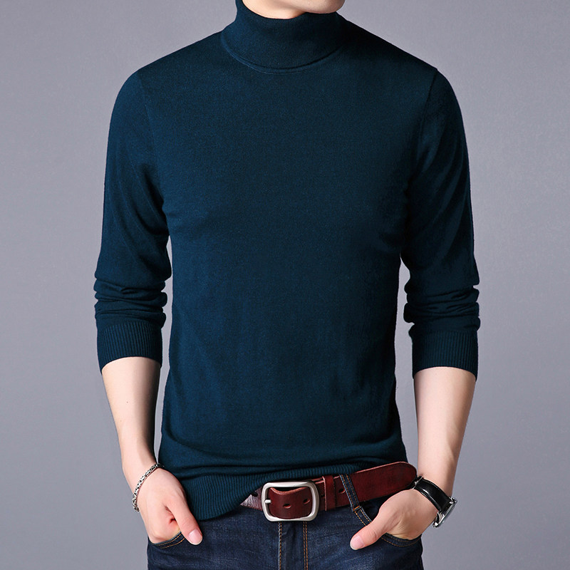 100 pure cashmere new autumn and winter sweater high - collar double - turned men cashmere shirt warm knitted