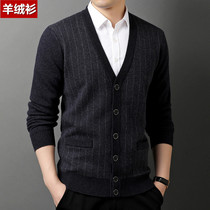100 pure cashmere mens clothes in old - age fat plus thicker cashmere sweater coat dad dress