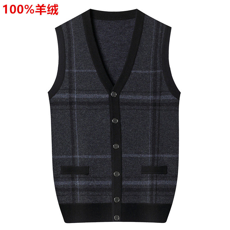 100 pure cashmere sweatshirt thickened V neckline cashmere cardiovert waistcoat Senile Fur Vest Loose pocket Camshoulder