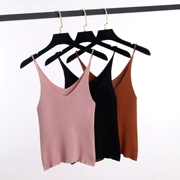 Joker gợi cảm low-cut v-cổ sling đan áo vest ngắn nữ rốn eo cao bó sát áo sơ mi