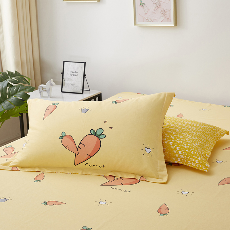 All-cotton carrapper pillowcase pair of loaded pure cotton single student brief Cartoon Yellow Pillow Leather 48cmx74cm