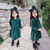 Baby velvet skirt 2021 new girls foreign style princess skirt children spring dress autumn long sleeve European style