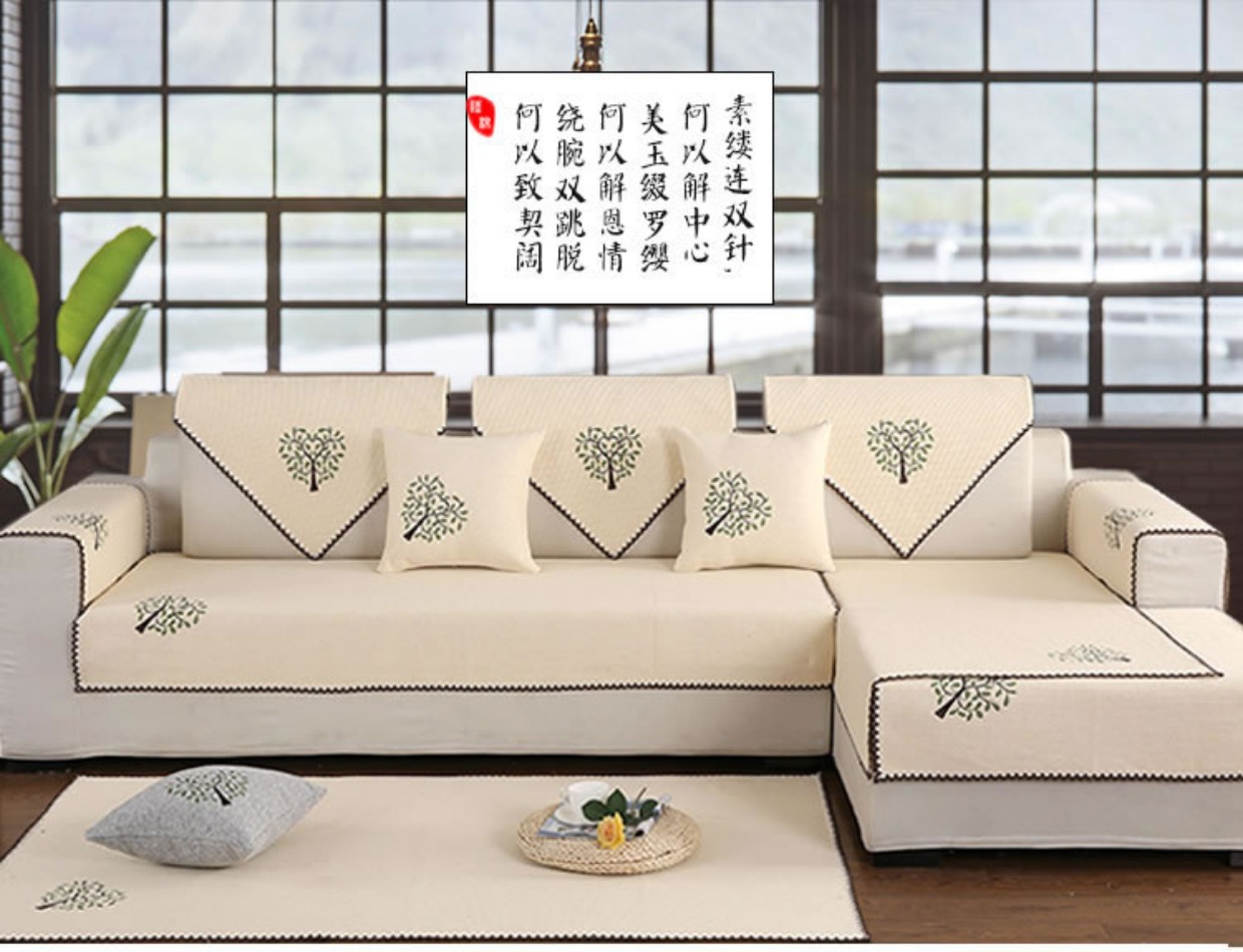 Bông vải ghế sofa đệm trượt đệm mùa hè lanh nhỏ gọn Scandinavian bộ sofa hiện đại bằng khăn chung - Ghế đệm / đệm Sofa tấm trải ghế sofa mùa hè