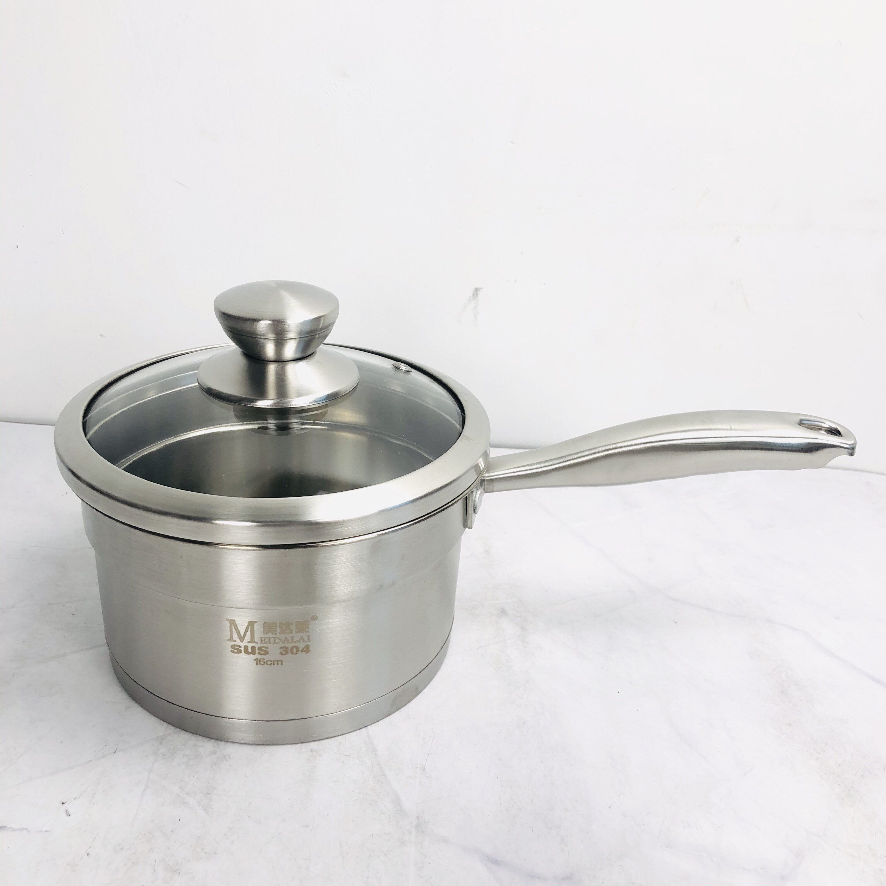 304 stainless steel hairdressing Gail milk pot composite bottom single handle non-staple food small soup pot can add steamer steamer 16 18cm