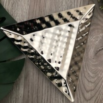 Eurostyle minimalist Luxurious Guan Key Metal Containing Disc Mirror Fruit Pan Triangular Bar KTV Hotel 25cm