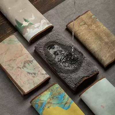 Tea towel tea table cloth thickened cotton and linen absorbent tea towel Chinese hand-painted high-end tea table tea table pot towel