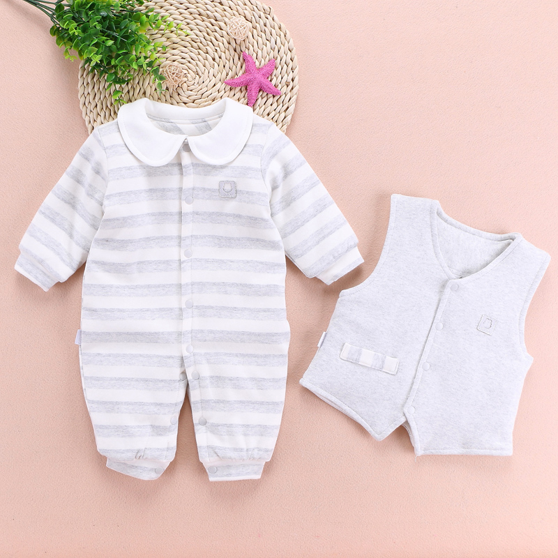 Áo vest 3-6-12 tháng cho bé hai mảnh ấm dày Xiêm romper bé phù hợp với bé mùa thu quần áo vest bodysuit cho bé