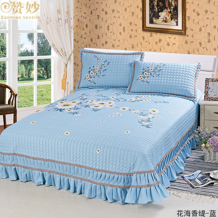 Ca ngợi chăn ga gối gia đình ba mảnh sang trọng châu Âu quilting Hàn Quốc in Hàn Quốc chăn bông bốn mùa giặt chăn trải giường
