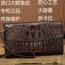 Avocado Leather Mens Handbag Genuine Leather Large Capacity Multi-Blocking Long Wallet Business Hand Grab Bag Large Capacity Man Bag