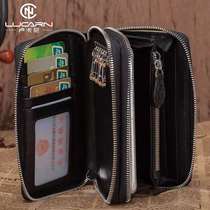 Key bag mens avocado leather multifunction large capacity car home double zipped lock spoon bag spoon cover genuine leather card bag