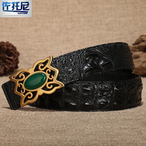 Avocado Leather Strap Male Genuine Leather Automatic Buckle 100 Hitch Business Casual Belt Stainless Steel Needle Buttoned Belly Leather Men Strap