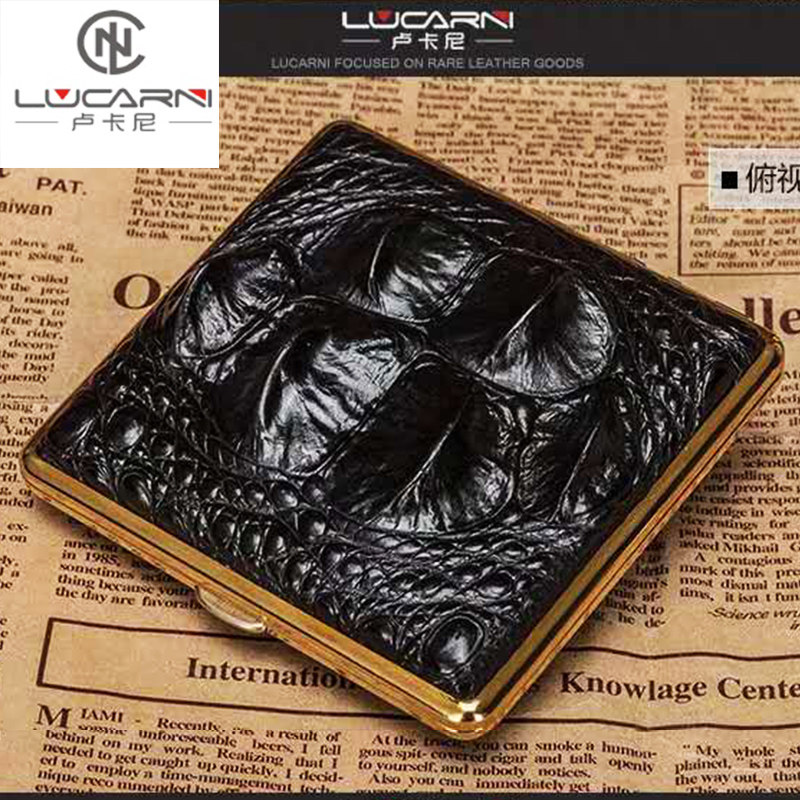 Crocodile leather cigarette case men's portable ultra-thin 20 packs flip automatic spring personality creative luxury smoking gift trend