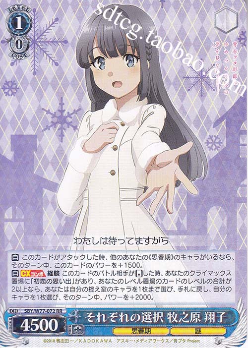 それぞれの選択牧之原翔子RR 黑白双翼青春猪头SBY/W77-072