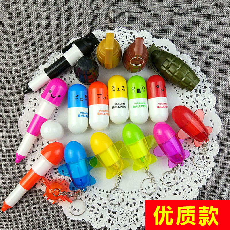 Pill Pen Students with large-capacity pen bag cute personality capsule pen scaling pen multi-function cartoon