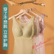 With Chest Cushion Beating Bottom Harness Vest Female Inner Hitch Bra One-piece Underwear Sexy Lace Mesh Veil Ultra Slim Summer