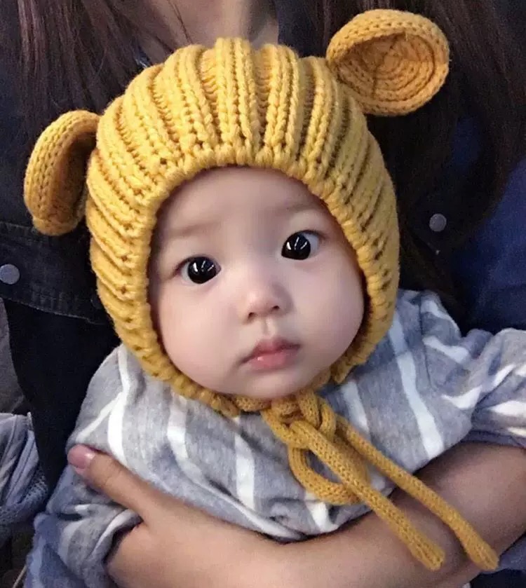 ins exploits autumn winter south korea children's hat small bear ears protective ear knitted hat garnter baby hair wool cap