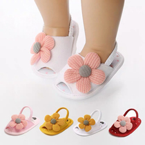 ins hot summer baby three-dimensional big flower Velcro female baby princess shoes sandals soft bottom shoes 0-1 years old toddler shoes