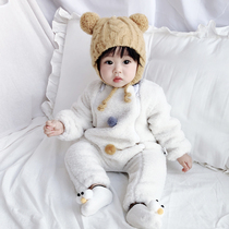 ins2021 winter Korean baby Siamese cotton clothes men and women Baby cute cashmere warm coat climbing suit