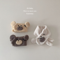 Korean cartoon cute little bear lamb wool childrens plush scarf for men and women baby winter neck cover warm neck scarf
