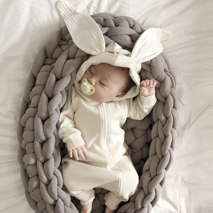 ins burst 2021 spring Korean baby cute rabbit ears climbing clothes for men and women baby Foreign style one-piece clothes out of clothes