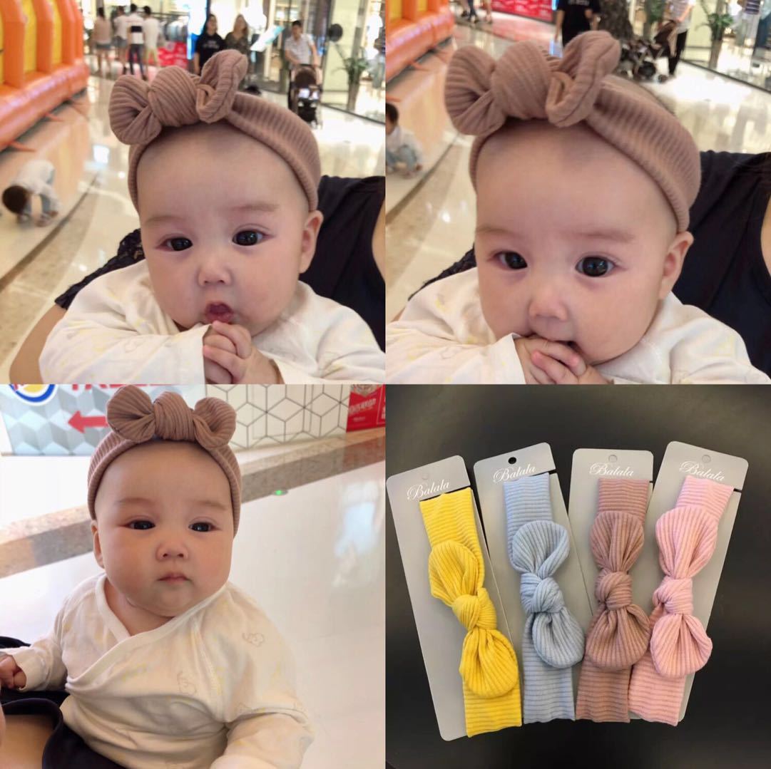 ins Korean version of the new elastic bow children's hair band baby cute rabbit ears headband infant hair accessories