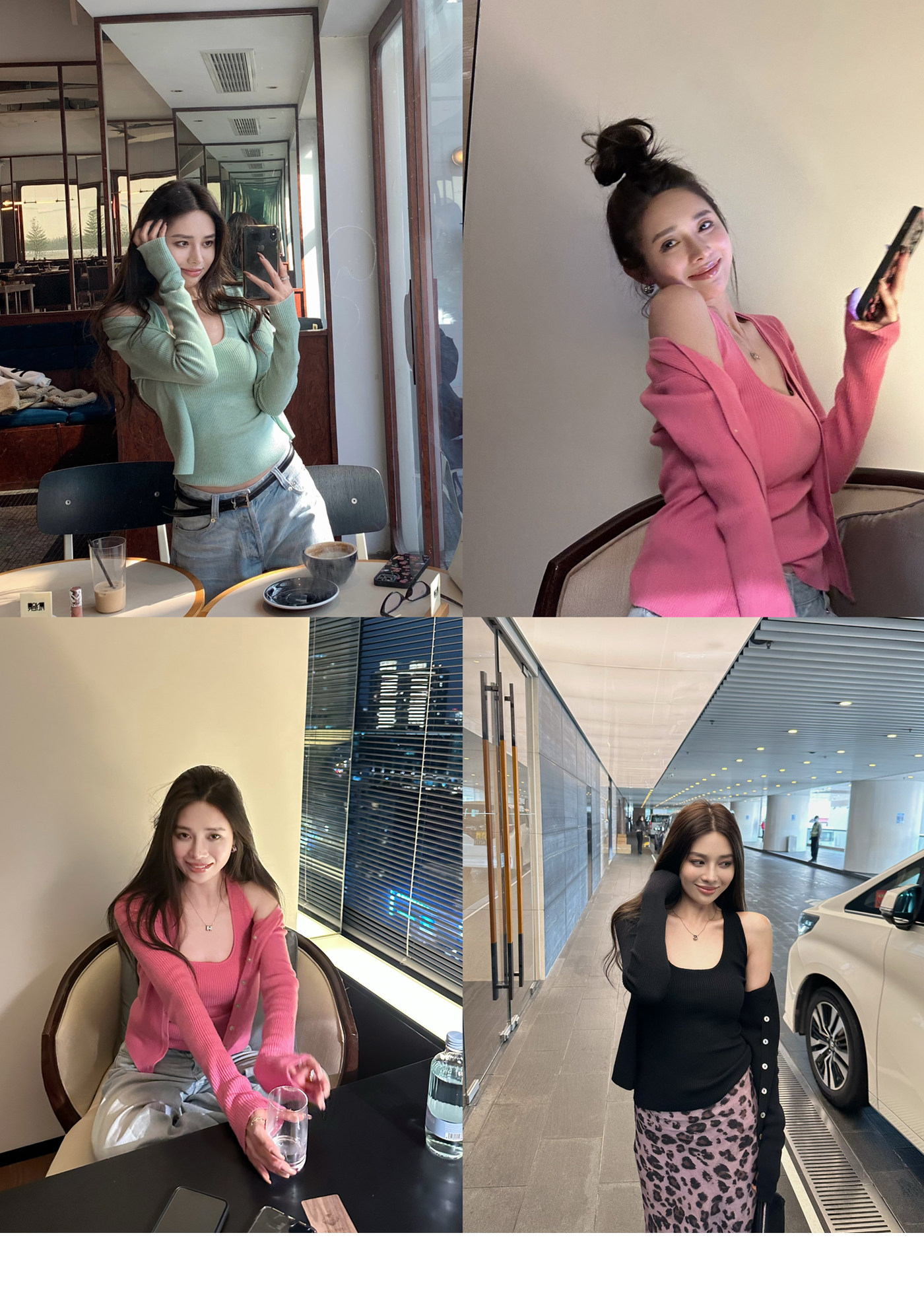 소녀 센스 양모 니트 오픈 가디건 여성 봄 디스플레이 화이트 투피스 조끼 상세 이미지 1